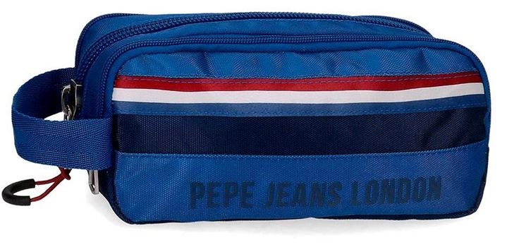 trousse pour garcon bleue clair marque Pepe Jeans London modele overlap avec trois compartiments